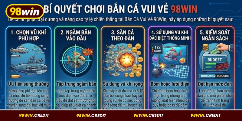 Áp dụng bí quyết chơi Bắn Cá Vui Vẻ tại 98Win