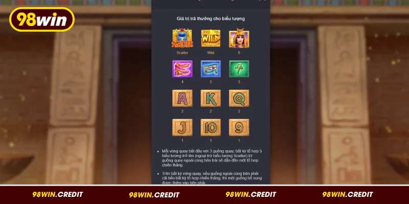 Các điểm đặc trưng của game Cleopatra tại 98Win
