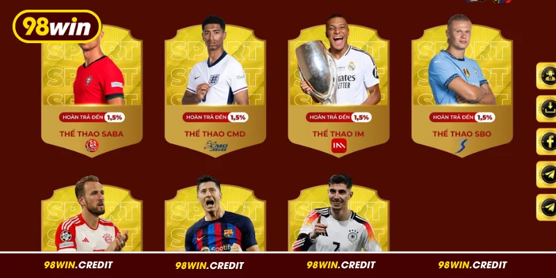 Các sảnh chơi thể thao 98Win đa dạng phong phú