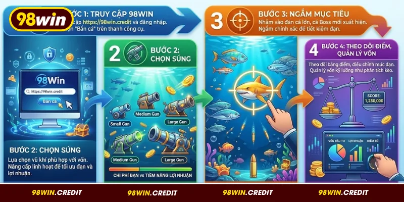 Cách chơi bắn cá dễ nhận thưởng tại 98Win