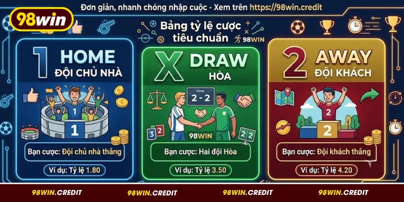 Cách đọc kèo 1X2 đơn giản, dễ hiểu