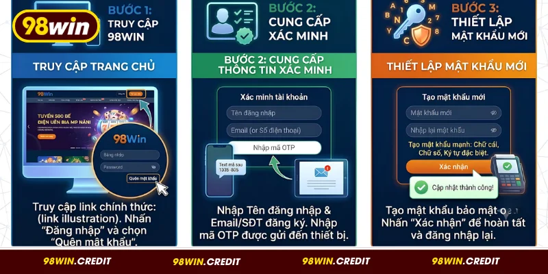 Cách lấy lại khi quên mật khẩu tài khoản 98Win hiệu quả