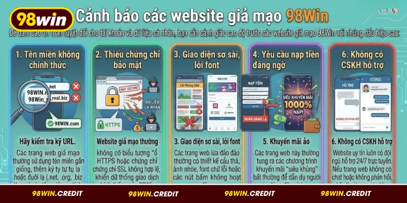 Cảnh báo về các trang giả mạo 98Win