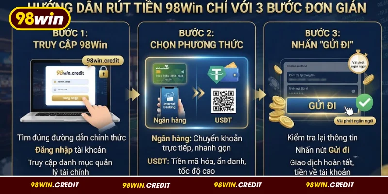 Hướng dẫn rút tiền 98Win chỉ với 3 bước đơn giản