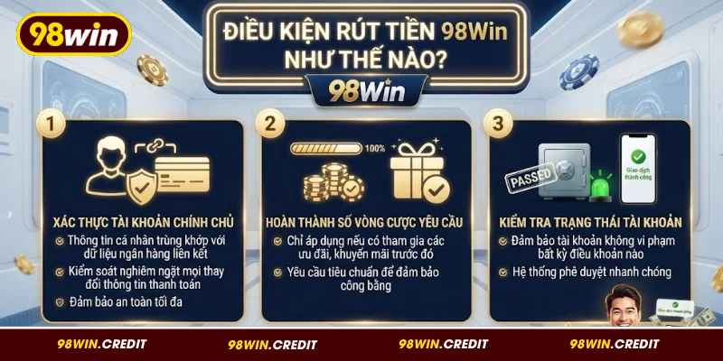Khám phá điều kiện cơ bản trước khi rút tiền 98Win