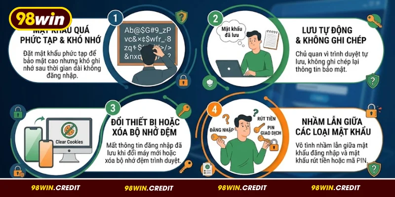 Lý do quên mật khẩu tài khoản 98Win phổ biến