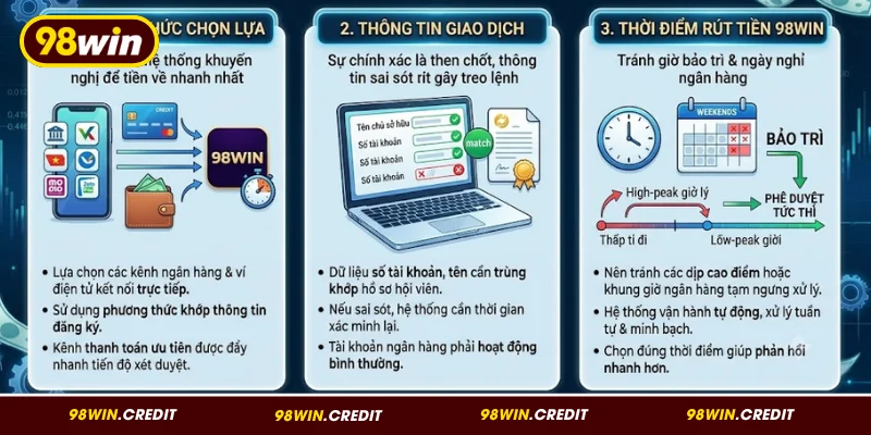 Những yếu tố ảnh hưởng tới tốc độ rút tiền 98Win